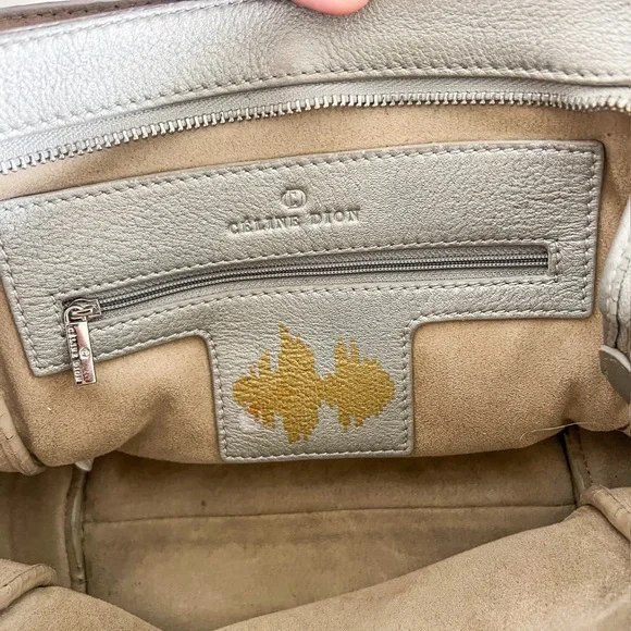 Celine Dion silver pebbled leather “Adagio” purse satchel cross body strap - Picture 10 of 16